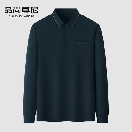 【弹力亲肤】爸爸秋装上衣百搭简约翻领长袖T恤男士中老年POLO衫商品大图