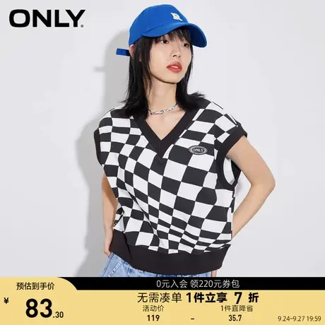 ONLY奥莱夏季棋盘格学院风宽松针织马甲卫衣女商品大图