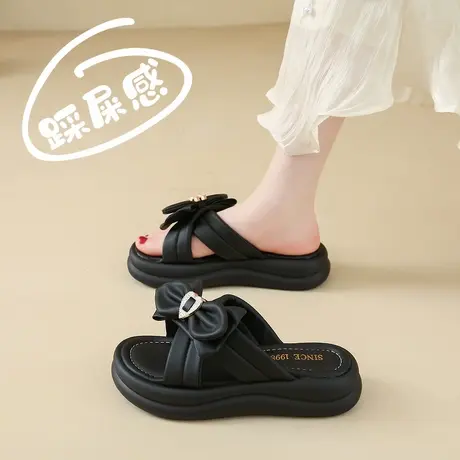 黑色凉拖鞋女夏季外穿孕妇凉鞋2025新款软底不累脚沙滩一字拖百搭商品大图