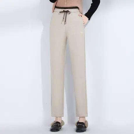 小个子休闲烟管裤女秋冬2023新款松紧腰显瘦西装直筒裤通勤职业裤商品大图