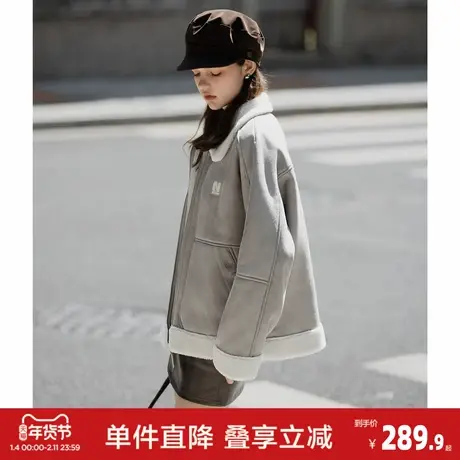 唐狮2025秋冬女仿羔毛领皮毛一体外套宽松休闲百搭简约款抗风图片