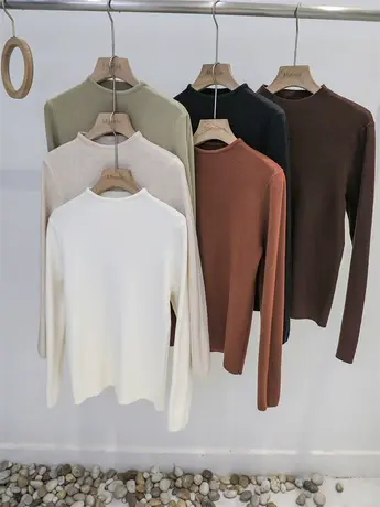 半高领针织打底衫女秋冬内搭2023新款宽松显瘦洋气外搭长袖上衣商品大图