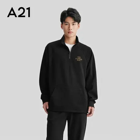 【会员】A21男装2023新款半开衫卫衣外套秋冬款上衣立领衣服男款商品大图