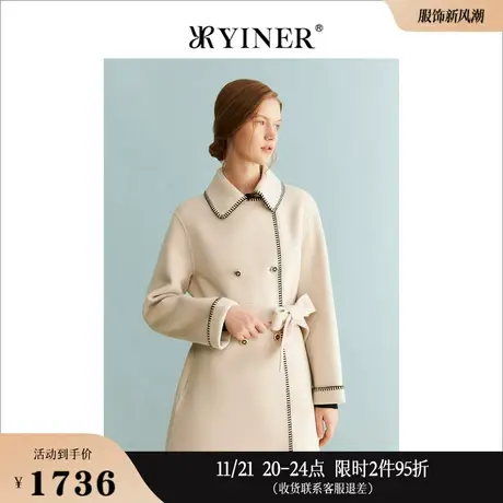 【100绵羊毛】YINER音儿专选女装冬季外套双面毛呢大衣外套商品大图