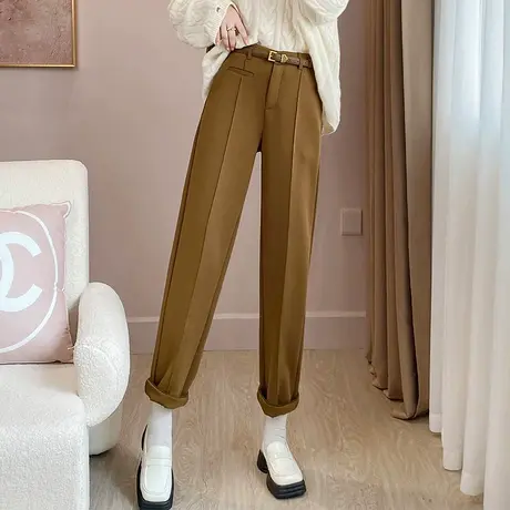 丽洁女裤直筒裤显瘦西裤女冬新款加厚西装裤休闲烟管长裤白色裤子商品大图