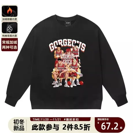 日系灌篮高手篮球运动卫衣男圆领春秋款大码宽松休闲长袖训练服商品大图