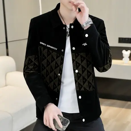 高质感灯芯绒外套男士春秋季潮流修身夹克衫青年潮牌时尚帅气春装商品大图