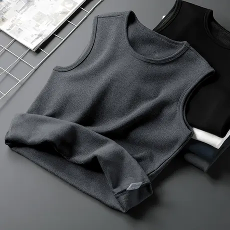 男士保暖背心冬季内穿加绒加厚健身跨栏运动坎肩无袖t恤打底马甲商品大图