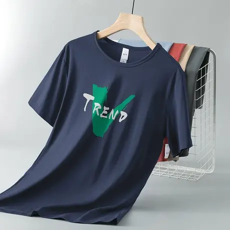 莫代尔冰丝t恤男士短袖潮牌夏季凉感半袖圆领上衣服透气速干体恤商品大图