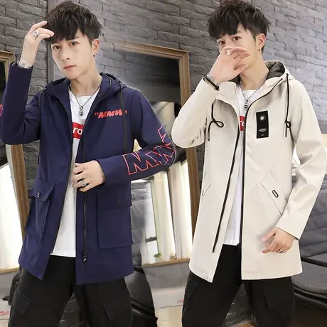 春装中长款外套15岁初中学生13胖大童14男孩16潮流韩版修身夹克衫商品大图