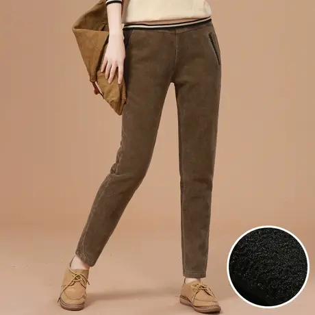 韩潮袭人工装裤子女2023新款冬装加绒灯芯绒休闲裤宽松显瘦哈伦裤图片