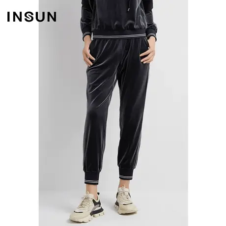 INSUN恩裳奥莱2023春季休闲百搭触感丝绒小脚休闲裤图片