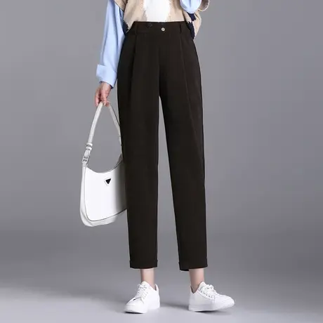 条绒休闲裤女秋冬2023新款高腰显瘦哈伦裤小个子九分老爹裤萝卜裤商品大图