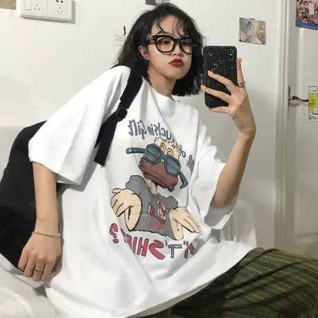 短袖t恤女夏季宽松韩版ins原宿bf慵懒风百搭半袖chic港味上衣服潮商品大图