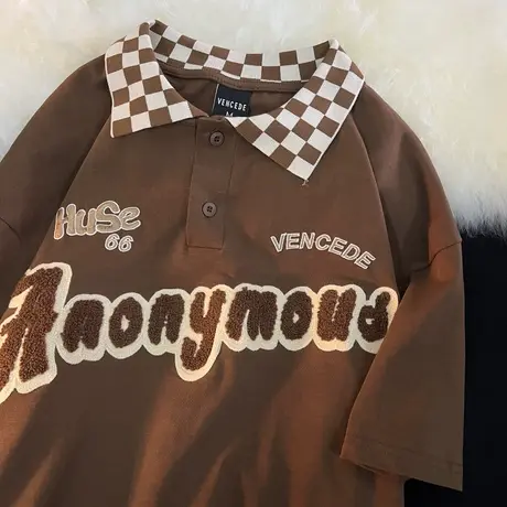 美式复古polo衫短袖t恤女夏季半袖宽松韩版设计感小众上衣服ins潮图片