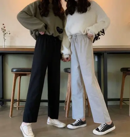 阔腿裤女春秋夏季宽松直筒薄款高腰垂感显瘦九分小个子运动休闲裤商品大图