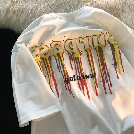 ins纯棉大码胖mm200斤短袖T恤女韩版宽松显瘦遮肚半袖遮肉上衣潮商品大图