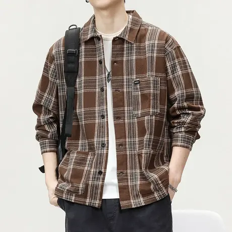 高端上档次衬衣潮流工装外套纯色百搭高级感长袖衬衫男款商品大图