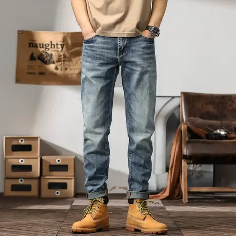 Modi Nick/摩帝尼克时尚百搭潮牌牛仔裤男士修身休闲舒适牛仔男款商品大图