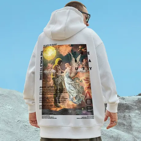 加肥加大码潮牌宇航员胖子宽松连帽卫衣加绒加厚男士潮流套头秋冬商品大图