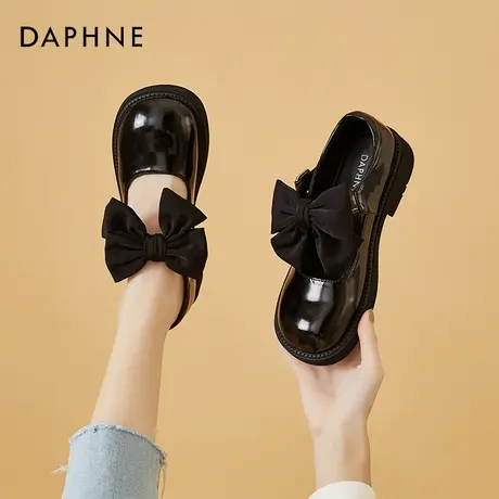 达芙妮复古大头鞋女夏日系jk鞋2021年新款蝴蝶结圆头玛丽珍小皮鞋商品大图