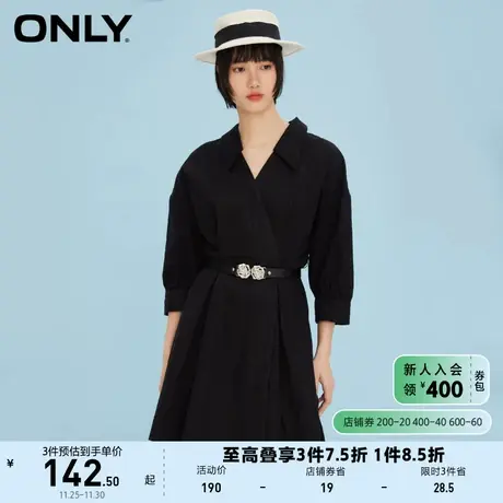 ONLY奥莱夏季时尚翻领收腰牛仔衬衫短款连衣裙女图片