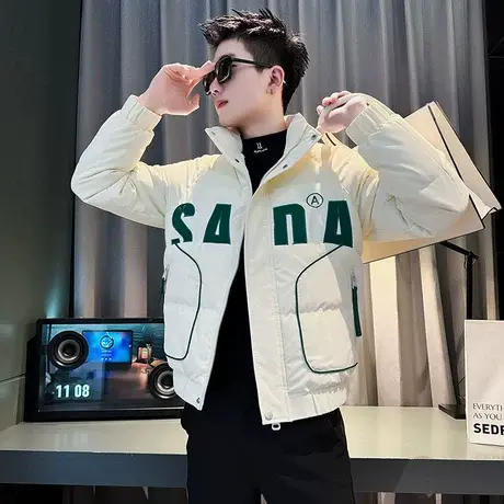 设计感棉衣男冬款时尚刺绣字母棉服个性短款加厚轻熟棉袄上衣外套商品大图