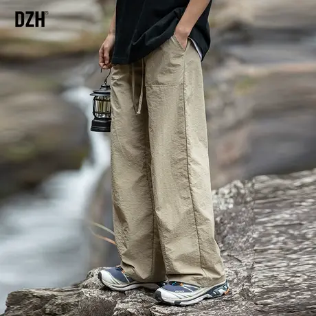 男士卡其色裤子男款春秋潮牌休闲裤直筒宽松2024年新款美式伞兵裤商品大图