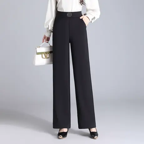 垂感西装裤女黑色长裤2024春季新款高腰显瘦阔腿裤通勤休闲直筒裤图片