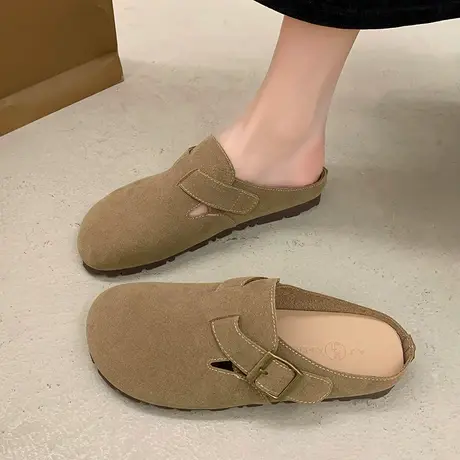 复古包头拖鞋女外穿2024年春秋季新款百搭防滑单鞋平底轻便勃肯鞋商品大图