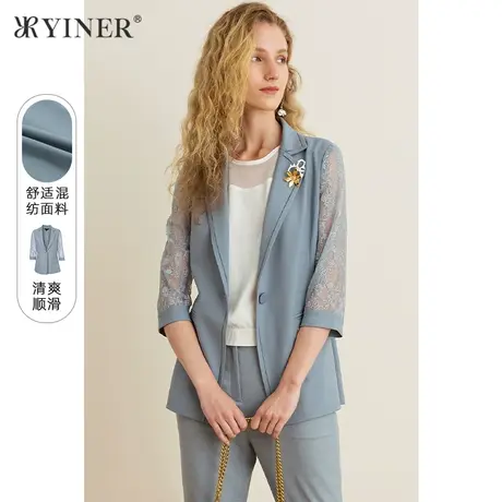 YINER音儿女装夏季蕾丝七分袖小西装都市风短外套商品大图
