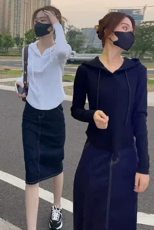 网红同款长袖连帽t恤衫韩版文艺范扣子款卫衣休闲宽松显瘦上衣女商品大图