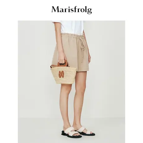 【休闲通勤系列】玛丝菲尔23春季新款卡其色质感抗皱直筒短裤女商品大图