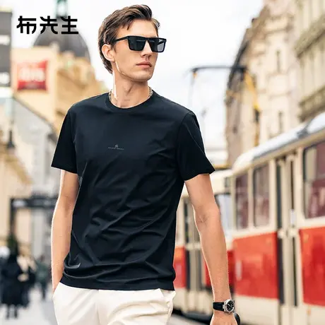 MrBu布先生字母印花短袖男圆领t恤2025春夏新款丝光棉上衣ET15161图片