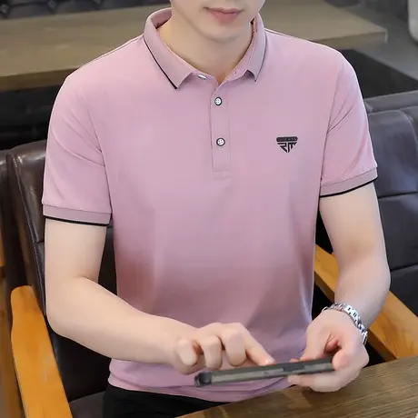 纯棉男士短袖t恤POLO衫潮流夏季潮牌体恤polo领衬衫半袖百搭上衣商品大图