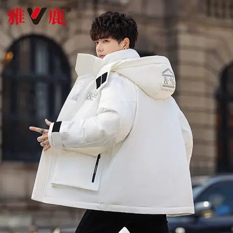 雅鹿羽绒服男2024冬季新款男装时尚连帽工装派克服加厚保暖外套潮图片