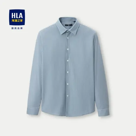 【易打理】HLA海澜之家竖条纹长袖衬衫23春秋新款时尚翻领衬衣男图片