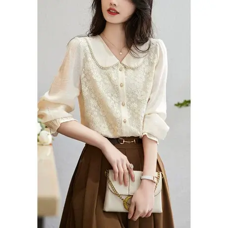 时尚气质淑女长袖衬衫2023年春季新款温柔甜美减龄显瘦通勤上衣商品大图