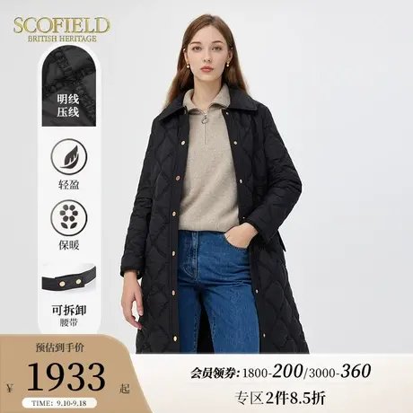 Scofield女装宽松舒适保暖显瘦中长黑色棉服外套秋冬新品防寒大衣图片