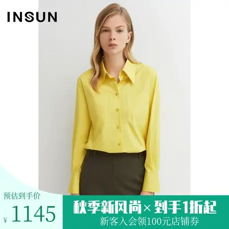 恩裳商场同款春季女装棉质经典宽松双贴袋设计线条感衬衫图片