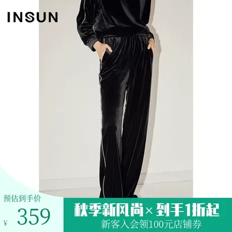 恩裳COVER春秋季经典直筒型舒适光泽奢华感丝绒休闲裤女装图片