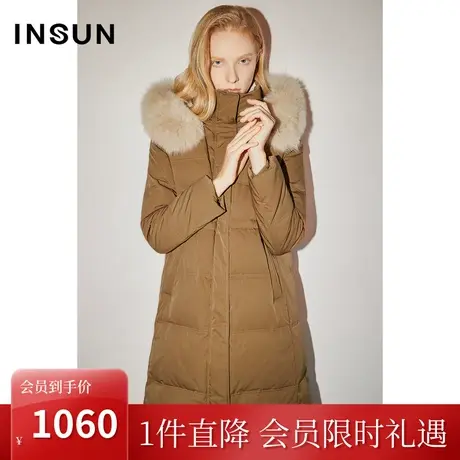 [轻商务]恩裳COVER冬季2022狐狸毛领蓬松不臃肿鸭绒羽绒服女商品大图
