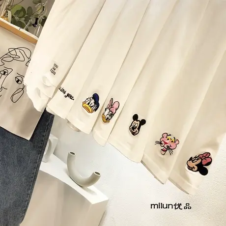 春秋打底衫女韩国东大门ins潮超火纯白色棉质长袖T恤卫衣伴侣大码图片