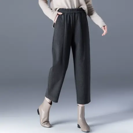 八分裤女小个子高腰冬季加厚毛呢裤子大码胖mm萝卜裤九分裤哈伦裤图片