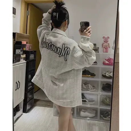 vintage外套女2022春秋小香风上衣高级感炸街美式复古棒球服ins潮图片