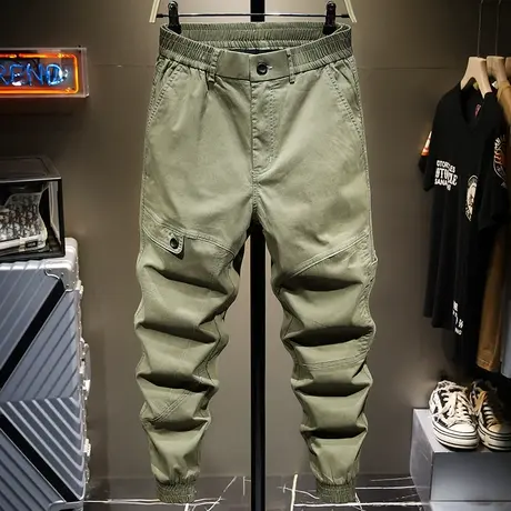 夏季薄款机能束脚工装裤男潮牌休闲裤子男士运动九分裤宽松百搭款图片