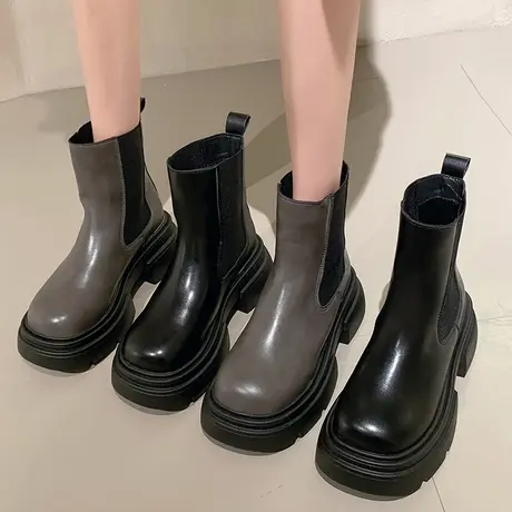 2023年新款英伦风复古做旧大头马丁靴女厚底机车靴切尔西短靴潮商品大图