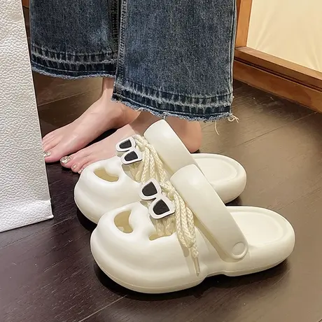 时尚厚底绑带设计包头拖鞋女外穿2023夏季新款外穿防滑踩屎感凉拖商品大图