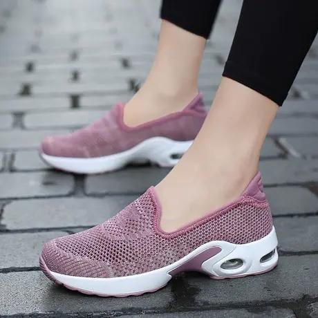 夏天鞋子女一脚蹬厚底运动休闲网鞋透气妈妈网面旅游鞋老北京布鞋图片