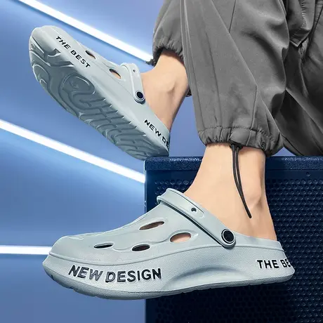 雨鞋男外穿洞洞鞋夏季2023防水防滑厨房工作鞋漂流沙滩水鞋男士商品大图